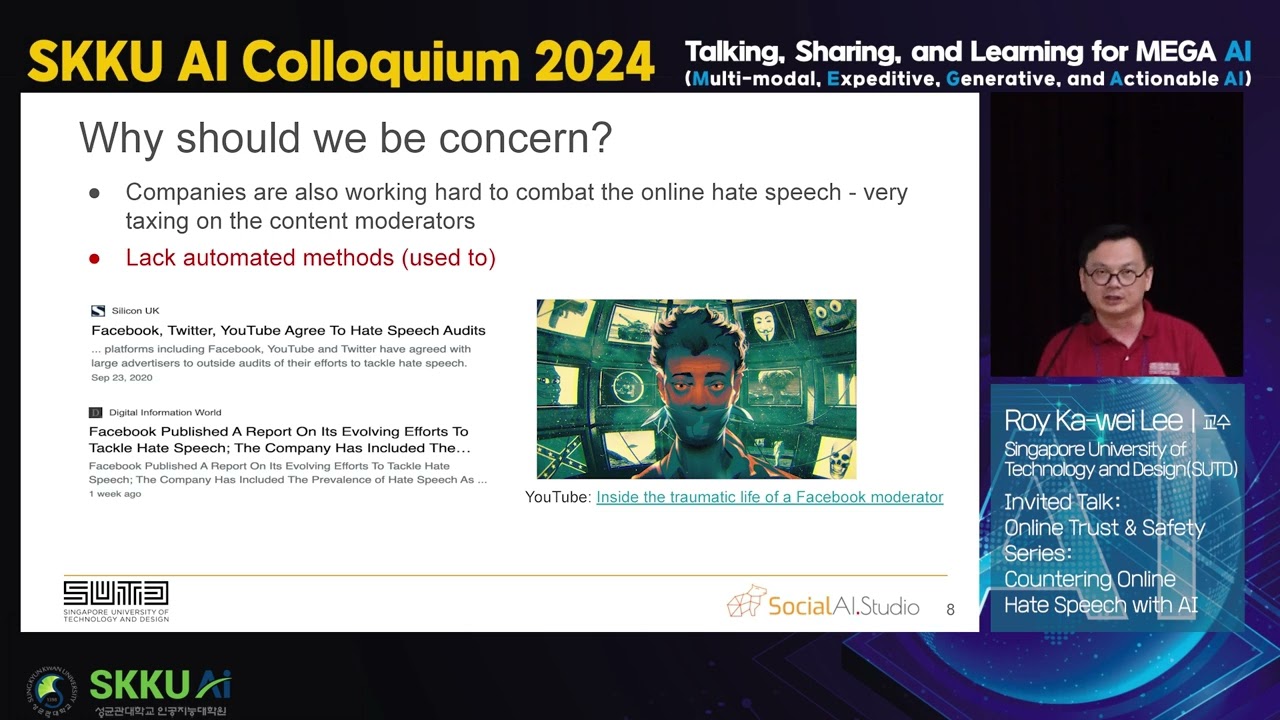 [SKKU AI Colloqium2024] Prof.Roy Ka-Wei Lee-Online Trust & Safety Series: Countering Online Hate Spe