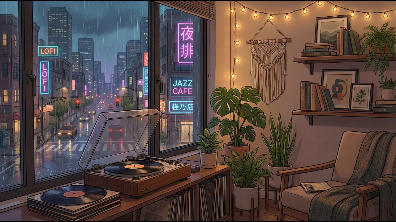 Cozy Library Rainy ☔️ Lofi | ☕️ Study Music | Deep Focus Playlist