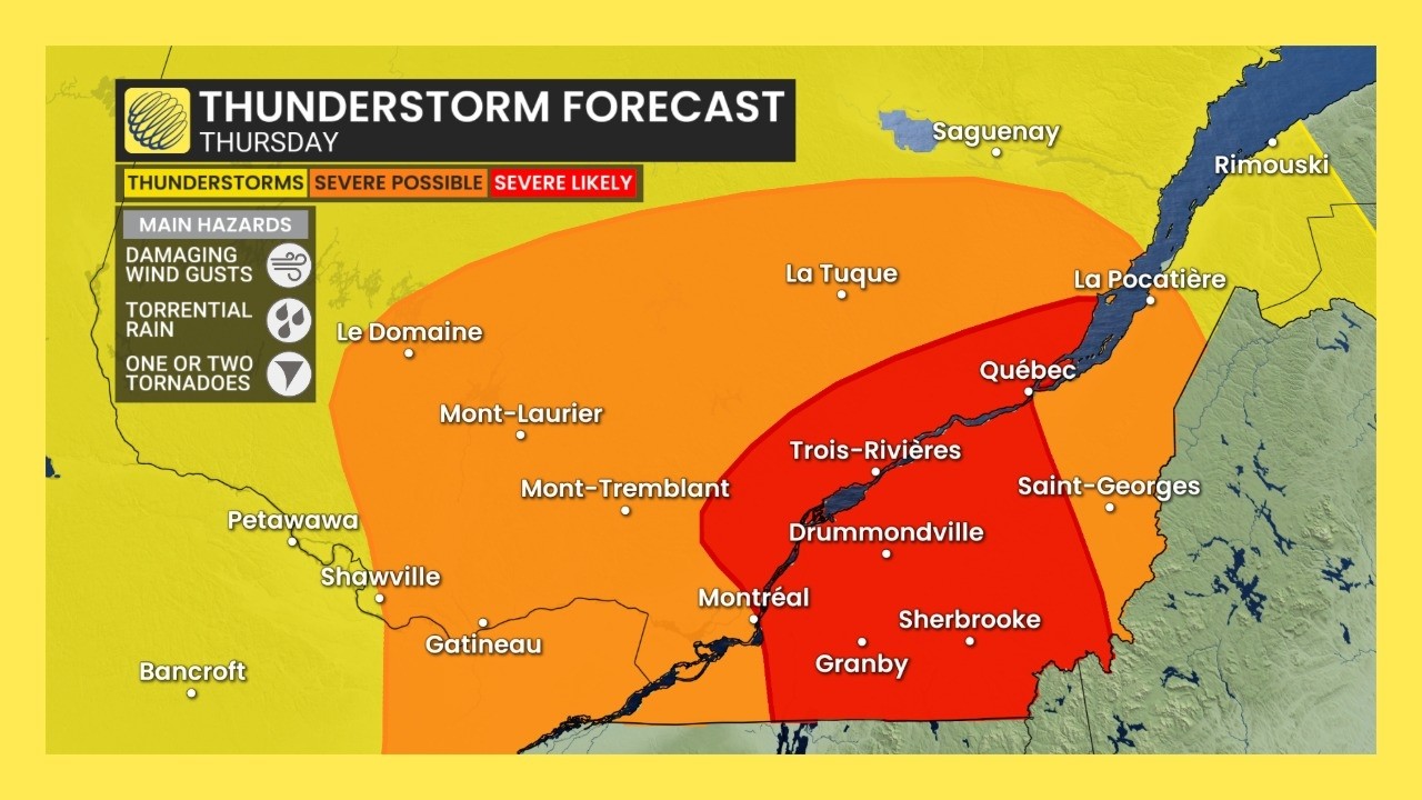Tornado potential as powerful storms sweep through Ontario, Quebec, and several states | #forecast