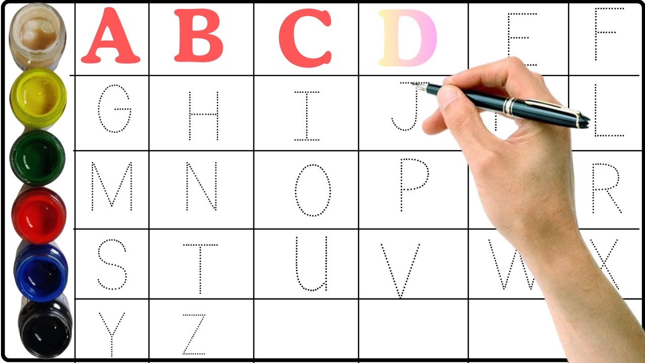 Kids rhymes |A to Z| collection for writing along dotted lines for toddler| Alphabet|ABCD,day4part3
