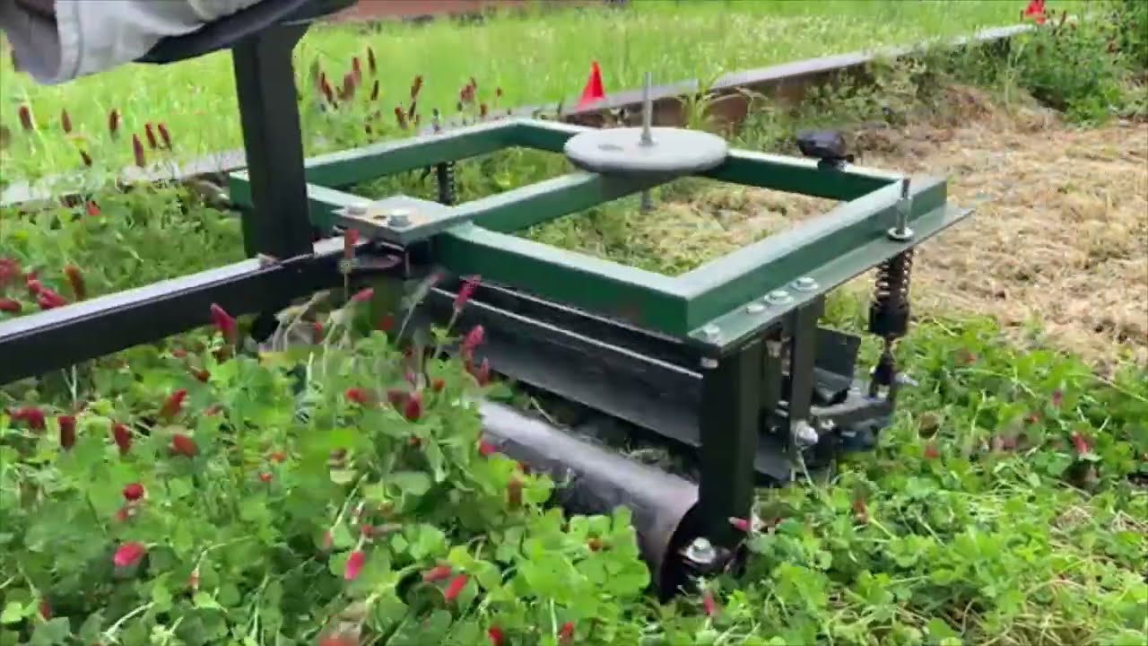 Ride-on 2-stage roller/crimper for walk-behind tractors