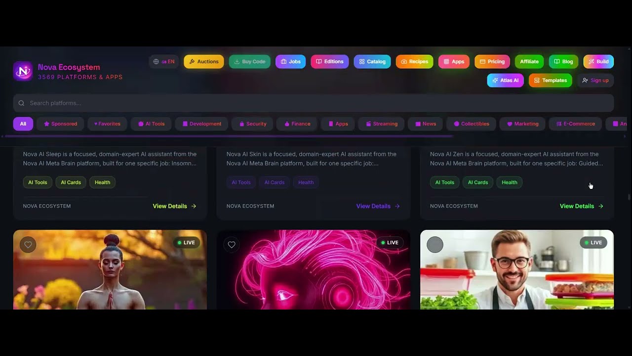Nova Ecosystem   AI Apps, Jobs, Auctions, Affiliates & Templates