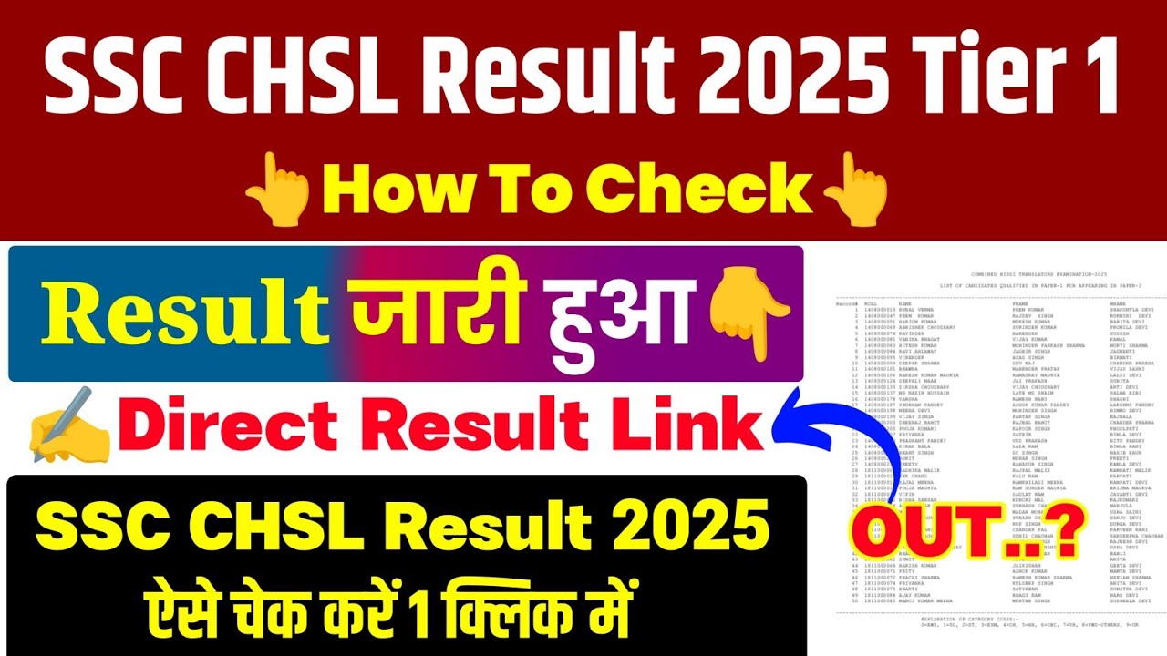 SSC CHSL Result 2025 Tier 1 ⭕ How To Check SSC CHSL Result 2025 || SSC CHSL Result 2025 Kaise Dheke