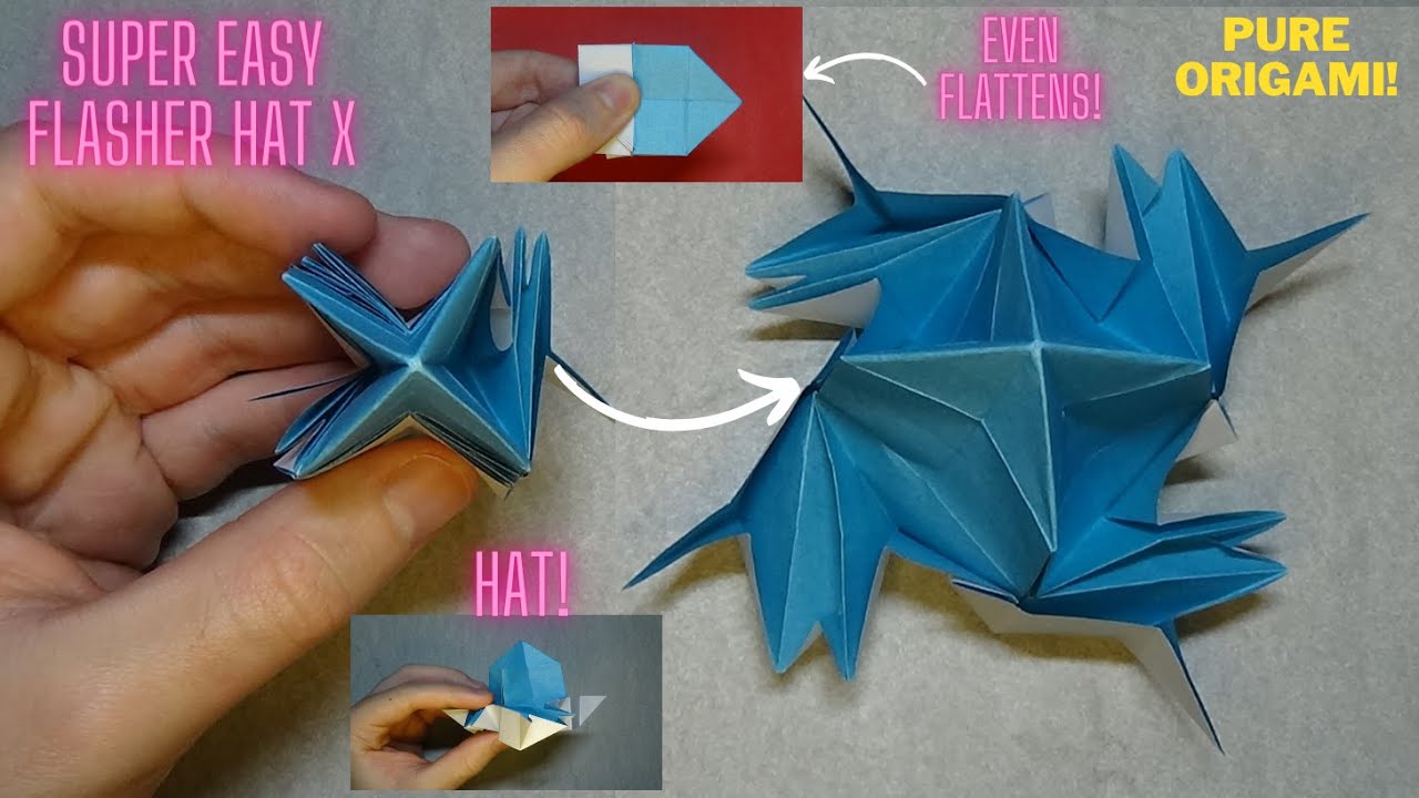 Super Easy Origami Flasher Hat X - Even Flattens - Pure Origami