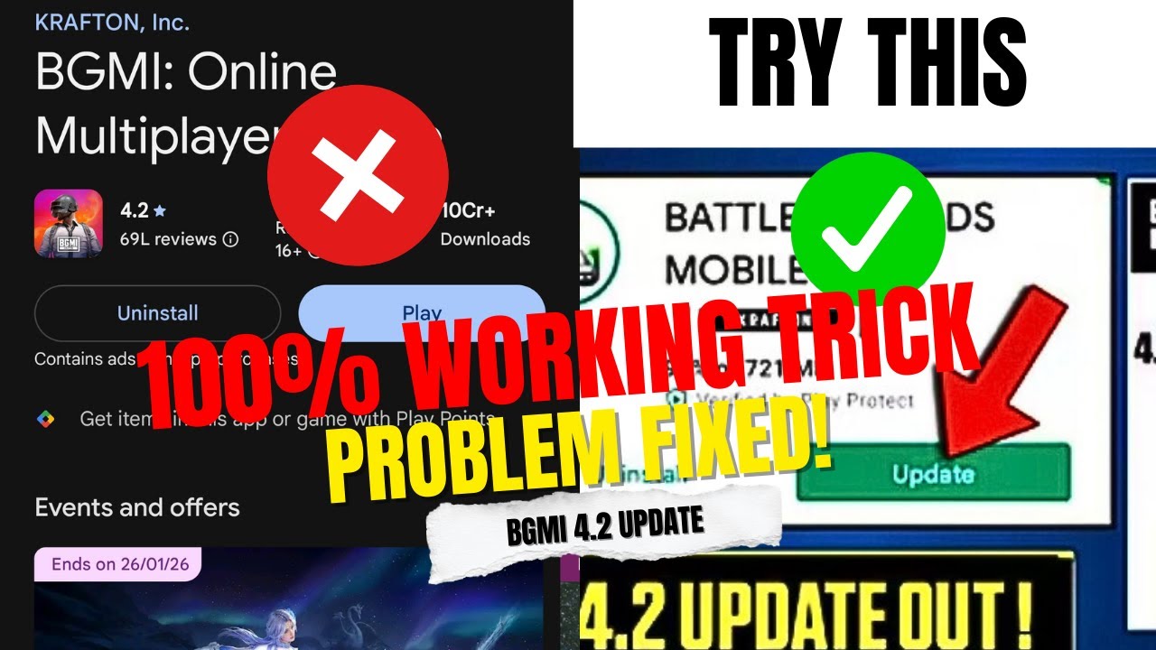 BGMI 4.2 UPDATING ISSUE SOLVED ! 100% working TRICKS | UPDATE not showing in PLAY STORE |