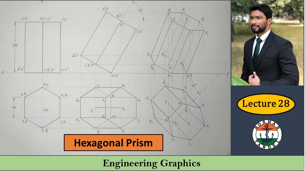 Lecture 28 Projections of Solids | Hexagonal Prism | Engineering Drawing
