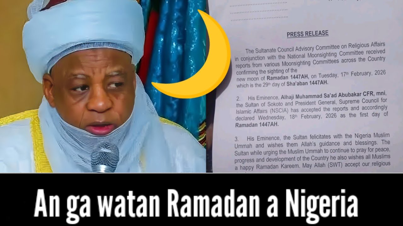Yanzu_yanzu: An Sanar da ganin wata Ramadan a Nigeria a baki, Shehun Barno 