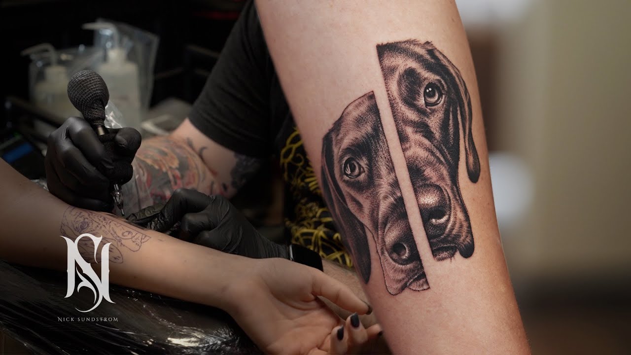 2-in-1 Dog Portrait Tattoo Time Lapse | Nick Sundstrom
