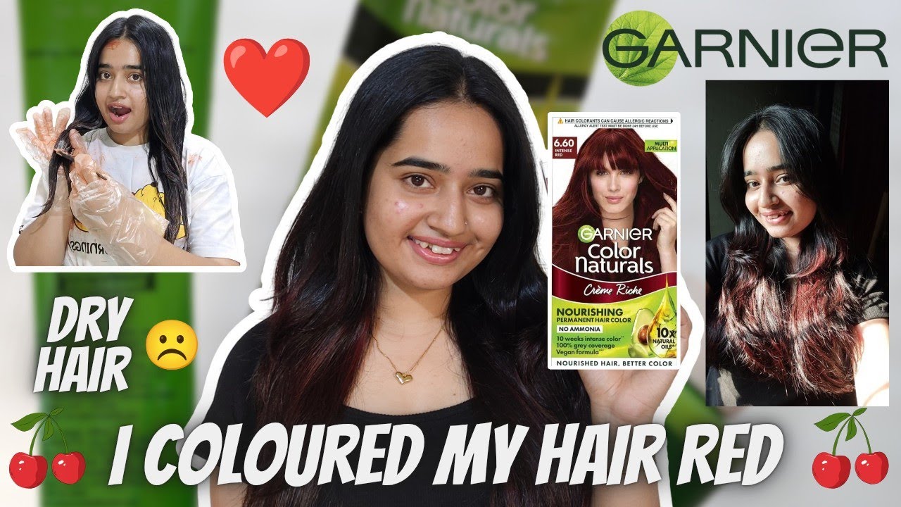 I Coloured My Hair Red 🍒 Garnier Color Naturals Creme Riche 6.60 Intense Red #birthdayweek