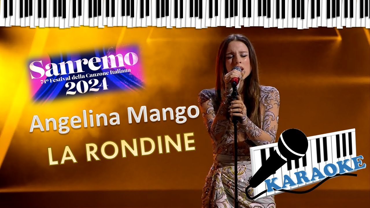 Angelina Mango La rondine Karaoke Sanremo 2024 (Base al piano con testo)