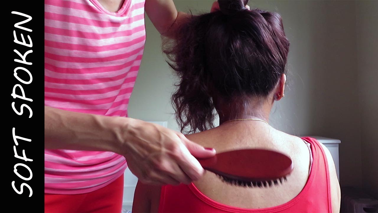 Hair play, brush and shoulders massage soft spoken ASMR