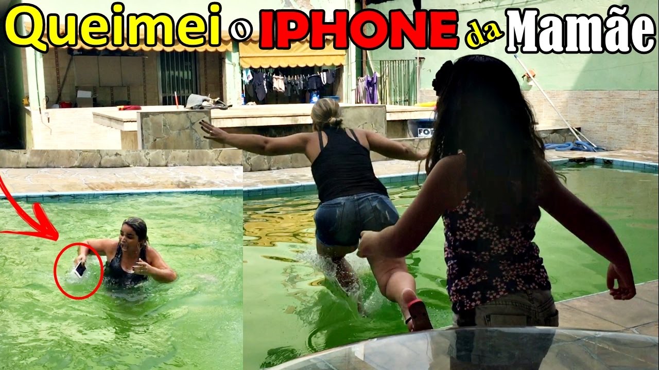 EMPURREI MINHA MÃE NA PISCINA COM O IPHONE NO BOLSO