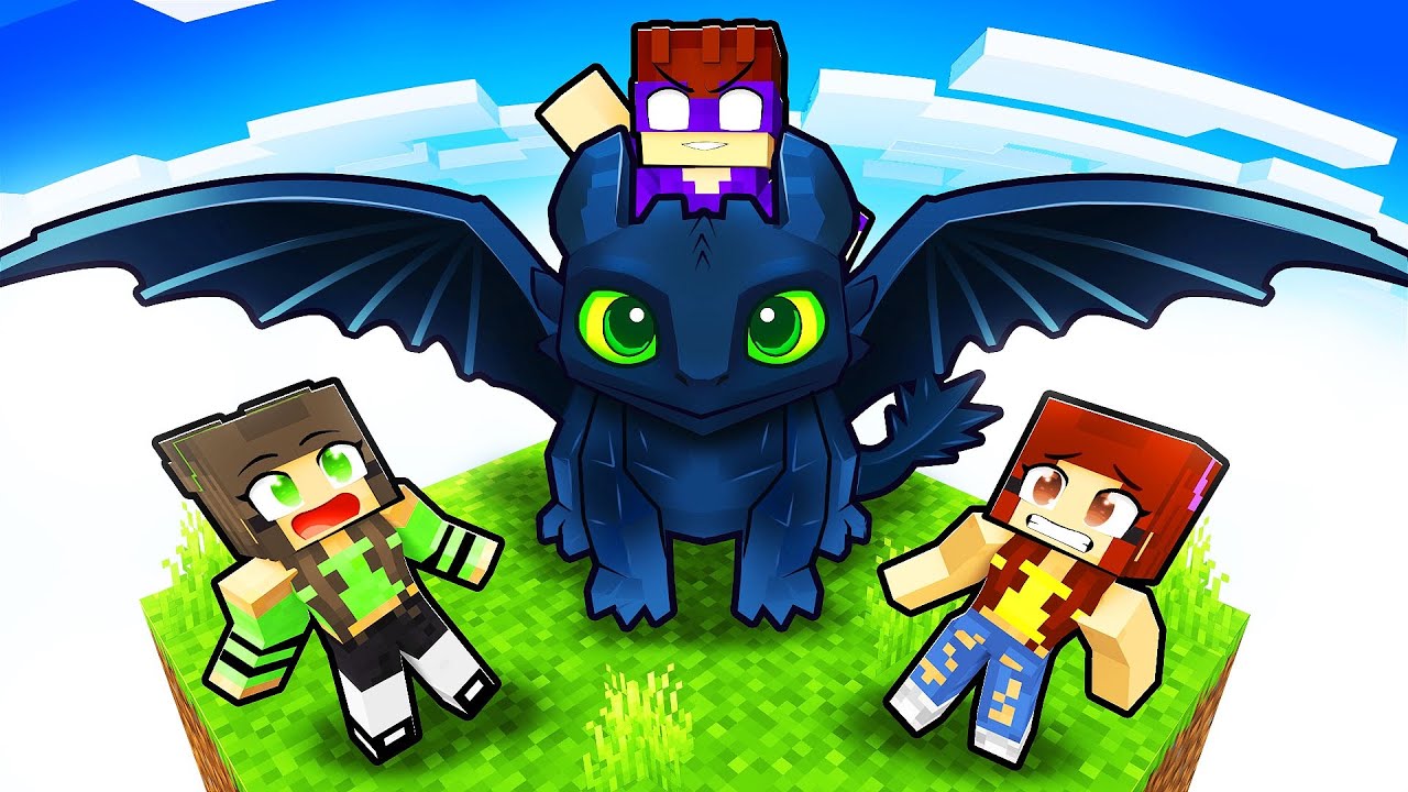 Jogando APENAS UM BLOCO como TREINADORES de DRAGÕES no Minecraft! ‹ DONAT3LO ›