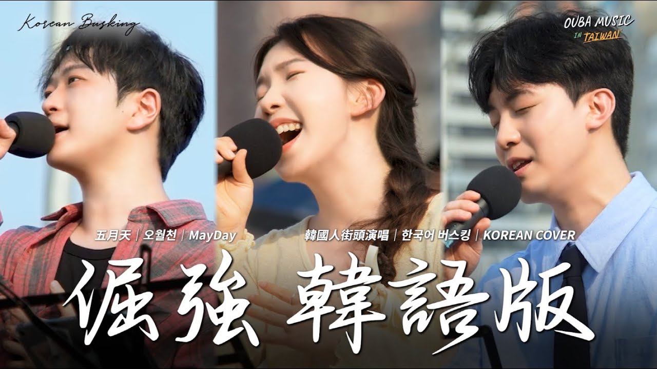 ⭐韓國人在台灣街頭唱中文歌｜韓語版｜五月天 - 倔强(고집)｜OUBA MUSIC