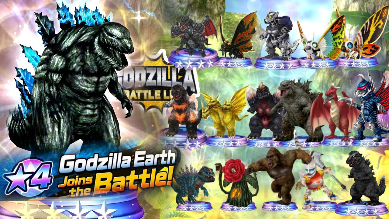 Godzilla earth ALL 4★ LEGENDARY BATTLE UNITS SUMMON UNLOCK Godzilla battle line GACHA 哥斯拉战线 ゴジラ・アース
