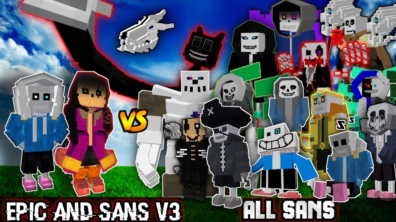 Sans V3.3 and Epic sans Vs Cartoon cat v3,All sans,xans, gaster and All Undertale Characters!!!