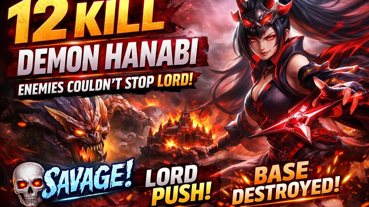 💀 12 Kill Demon Hanabi — Enemies Couldn’t Stop Lord 😈 #hanabisavage #shorts #mlbbshorts #viral #fyp
