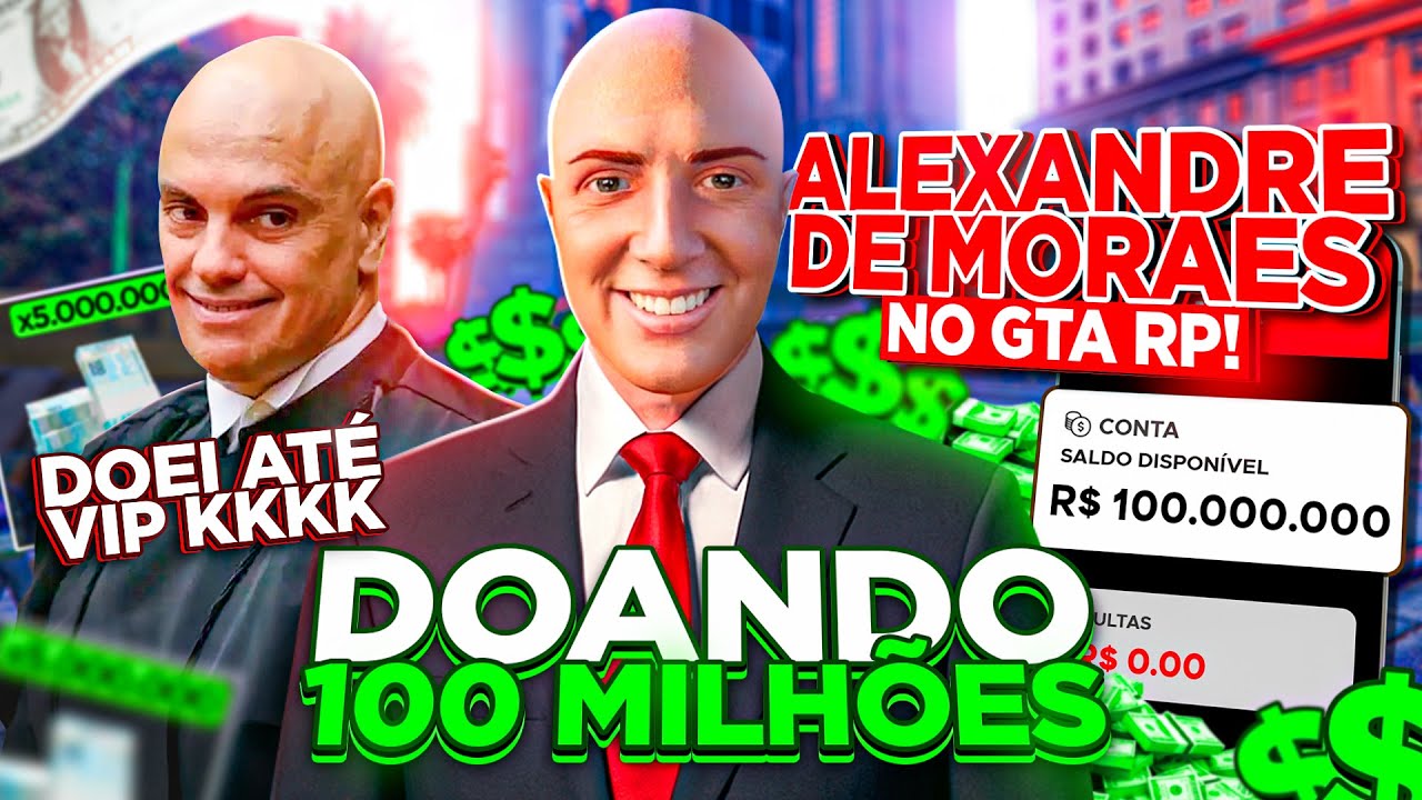 ALEXANDRE DE MORAES DOANDO 100 MILHÕES E VIP NO GTA RP COM MOD MENU! - ECLYPSE MENU