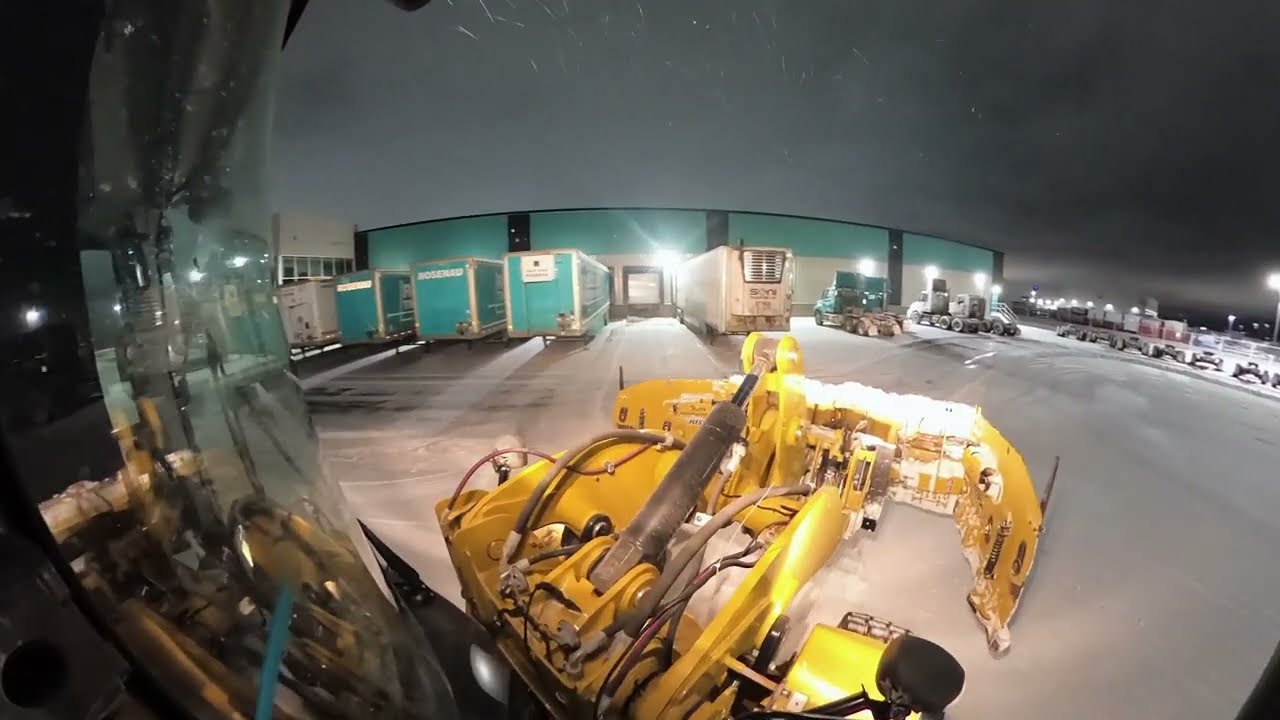 Snow Plowing a 7 Acre Parking Lot Wheel Loader and MetalPless MaxxPro | Snow Removal