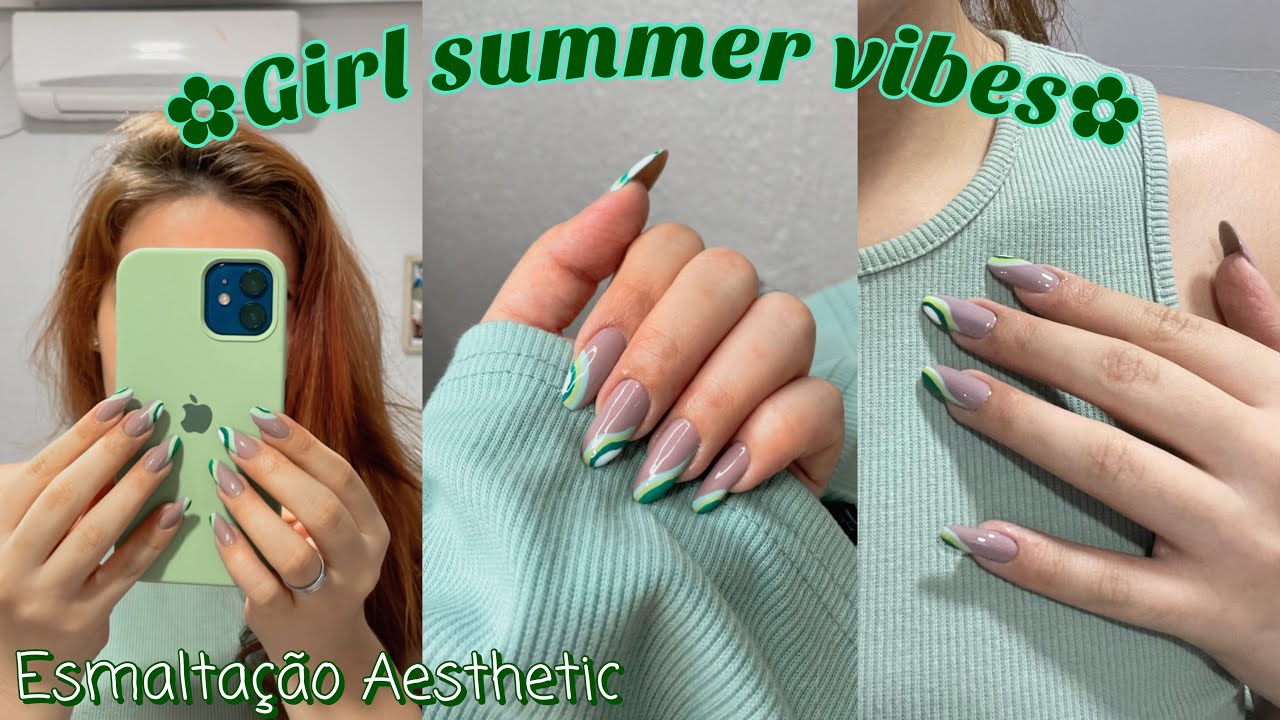 UNHAS INSPIRADAS EM UMA GIRL SUMMER| Esmaltação unha verão💚☀️