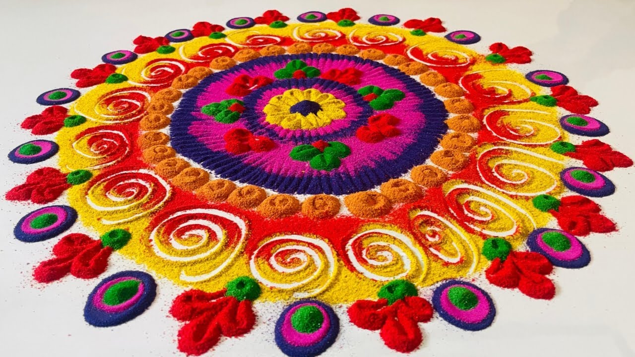 Rangoli Design For Beginners |  Easy Rangoli design | Rangoli Video | Rangoli designs | #rangoli 