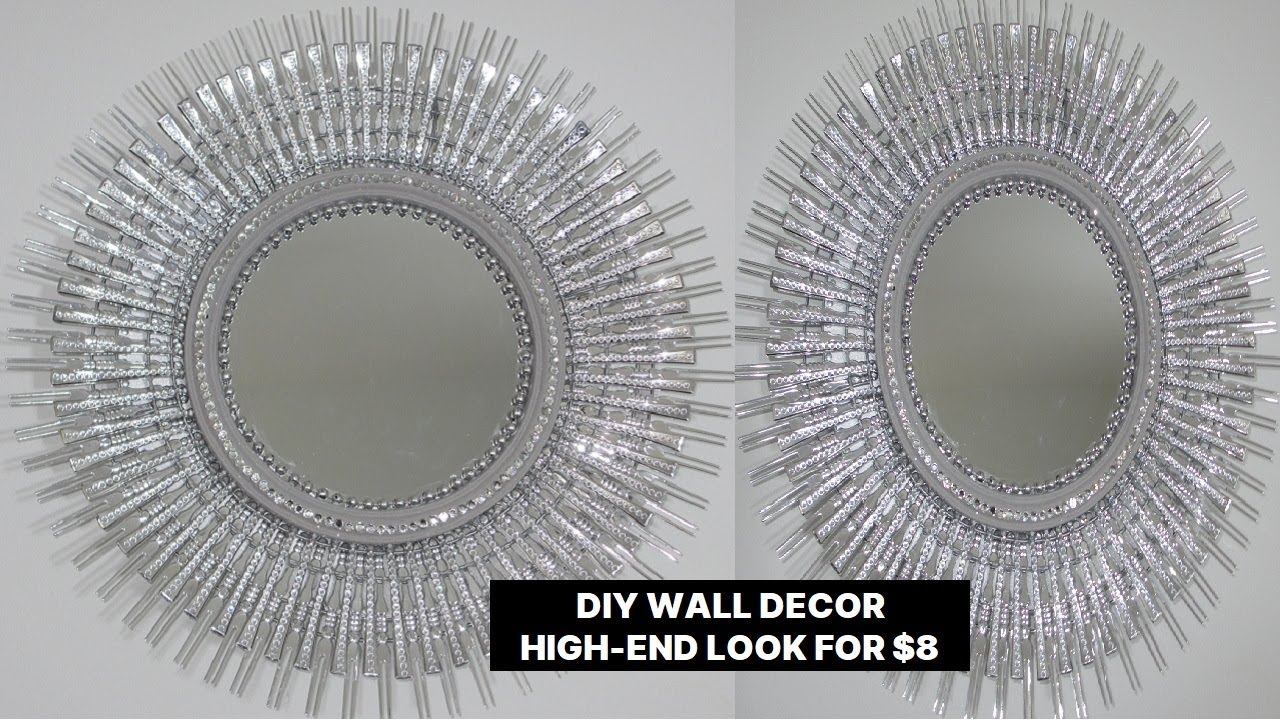 Dollar Tree DIY Glam Sunburst Mirror with Bling | Glam Wall Decor | Glam Silver Mirror