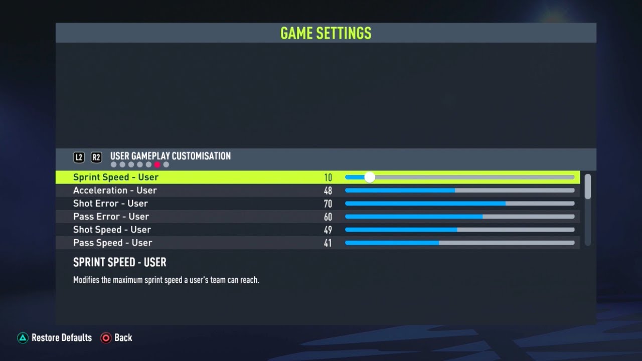 FIFA 22 Realistic Sliders Settings