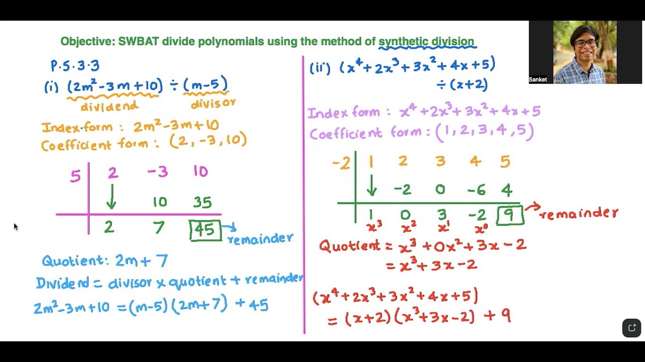 Grade 9- SWBAT divide polynomials using the method of synthetic division