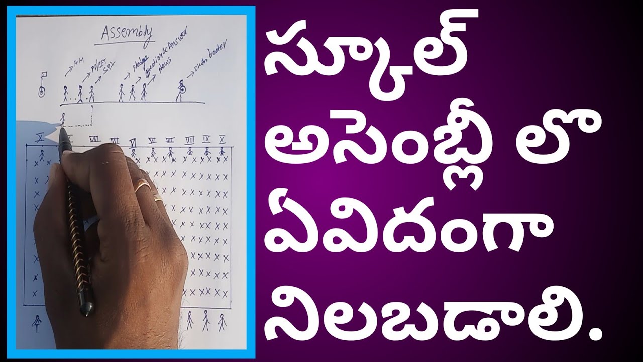 How to stand in assembly with daigram in telugu video by SRINU PET CREATIONS,School prayer or Assemb