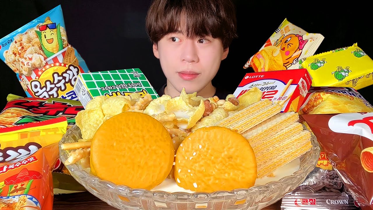 SUB) 🌽CORN FLAVOR SNACK WITH MILK, CEREAL MUKBANG ASMR