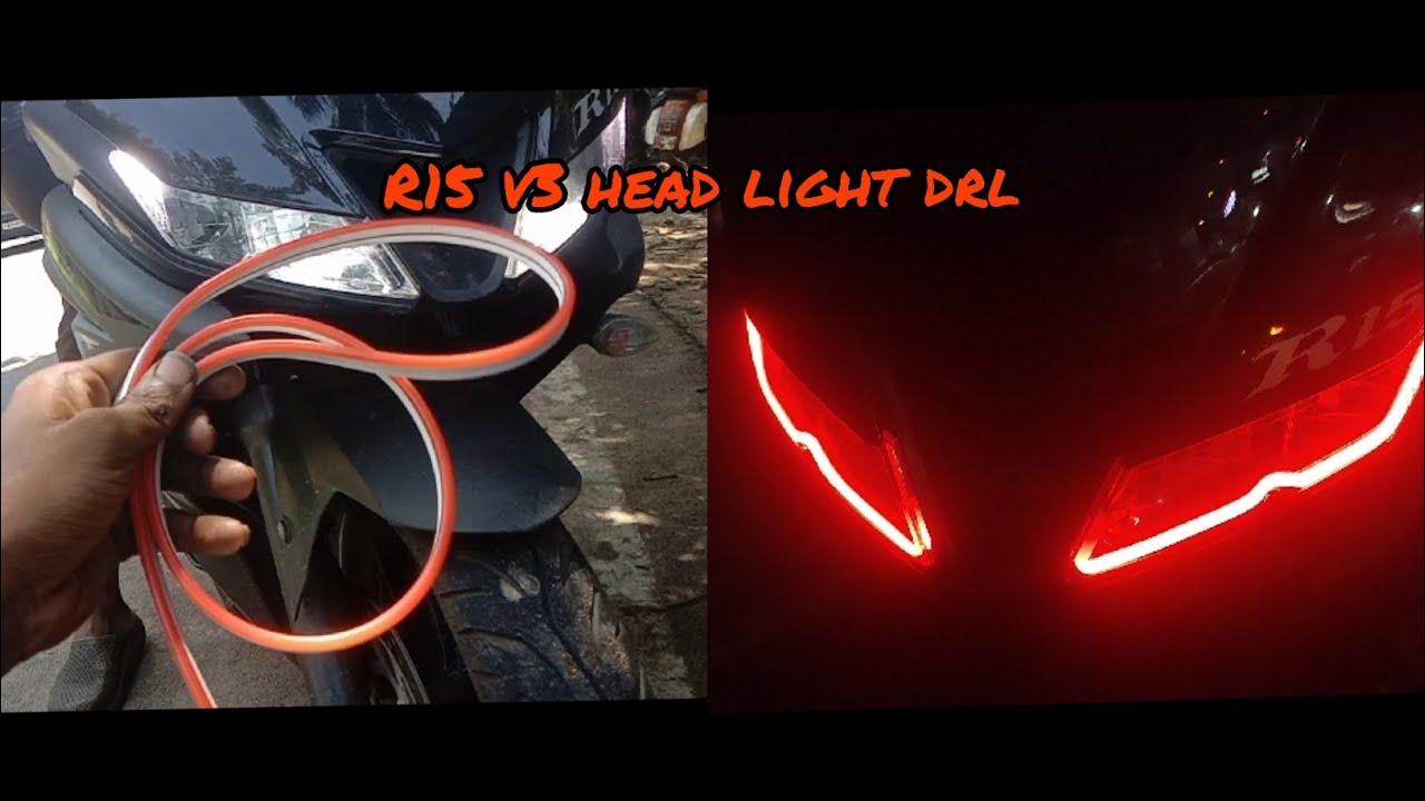 R15 v3 head light  DRL installing || R15 head light modified in tamil