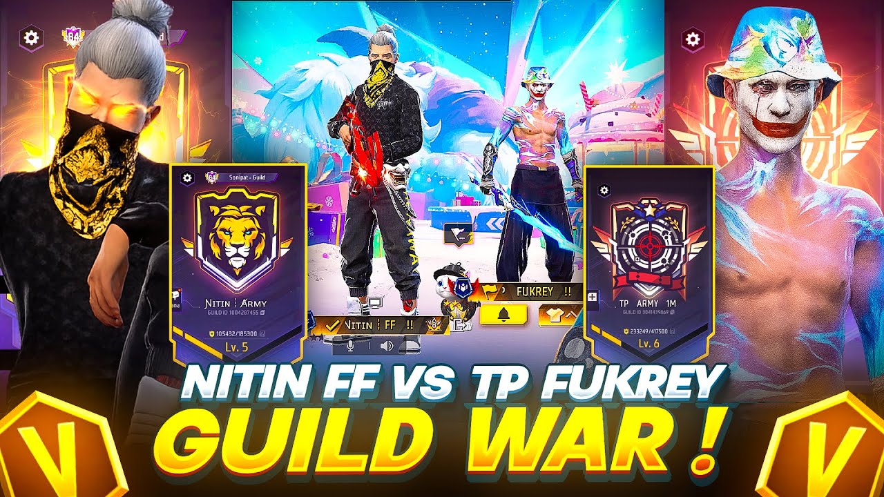NITIN FF VS TP FUKREY GUILD 😱 Full Power Guild War 🔥Garena Free Fire
