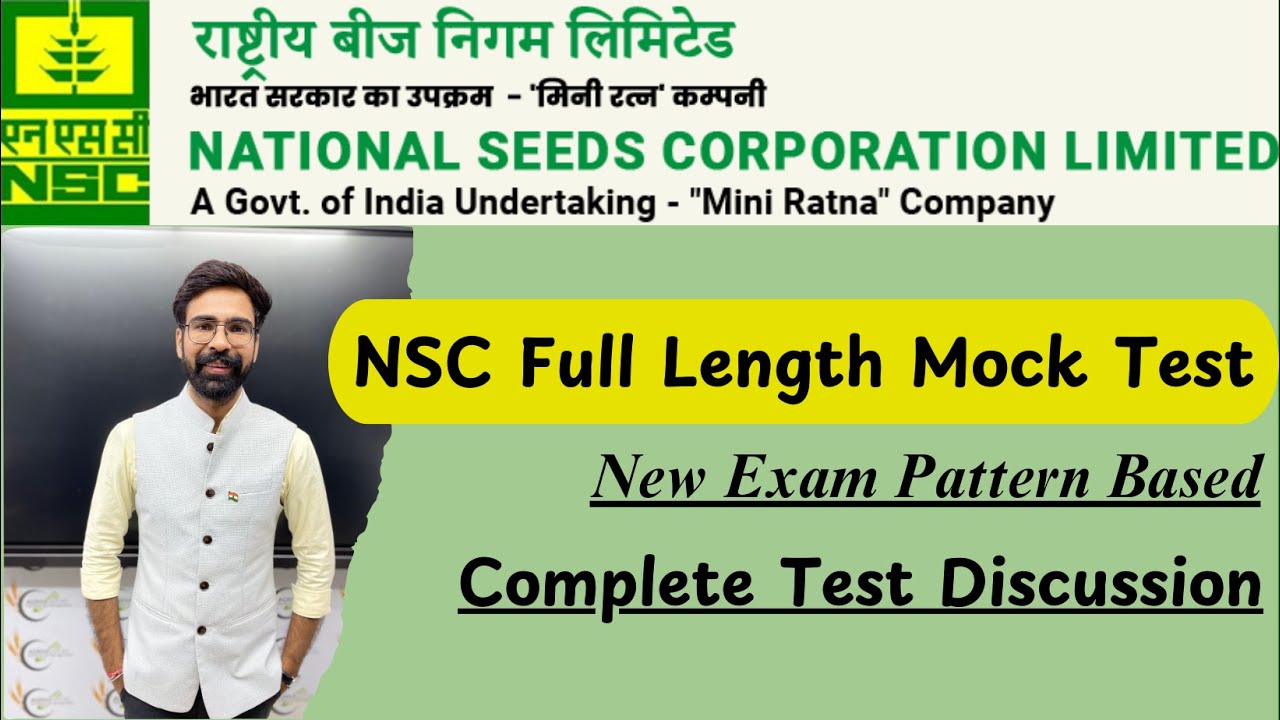 National Seed Corporation (NSC) 2024-25 Mock Test Discussion & Explanation | #NSC #agriculture