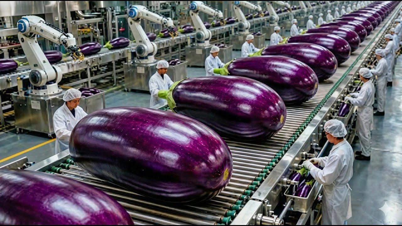 Inside a $500M Eggplant Mega Factory: Extreme Mass Production Process (4K)