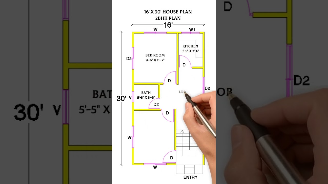 16x30 House Plan: The Best 2BHK Designs