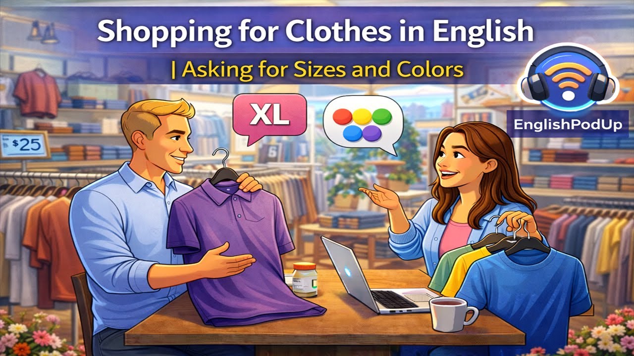 Shopping for Clothes in English | Asking for Sizes and Colors