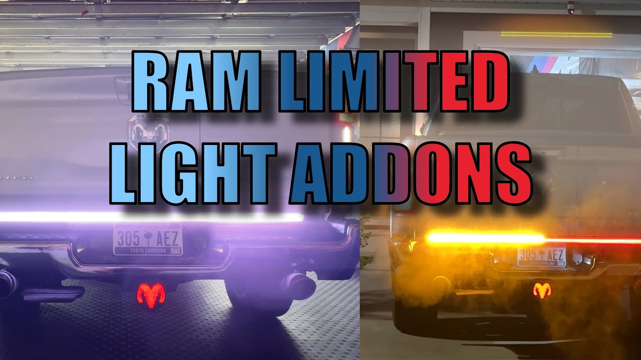 RAM 1500 LIMITED Tailgate light strip 60” and Hitch light install 