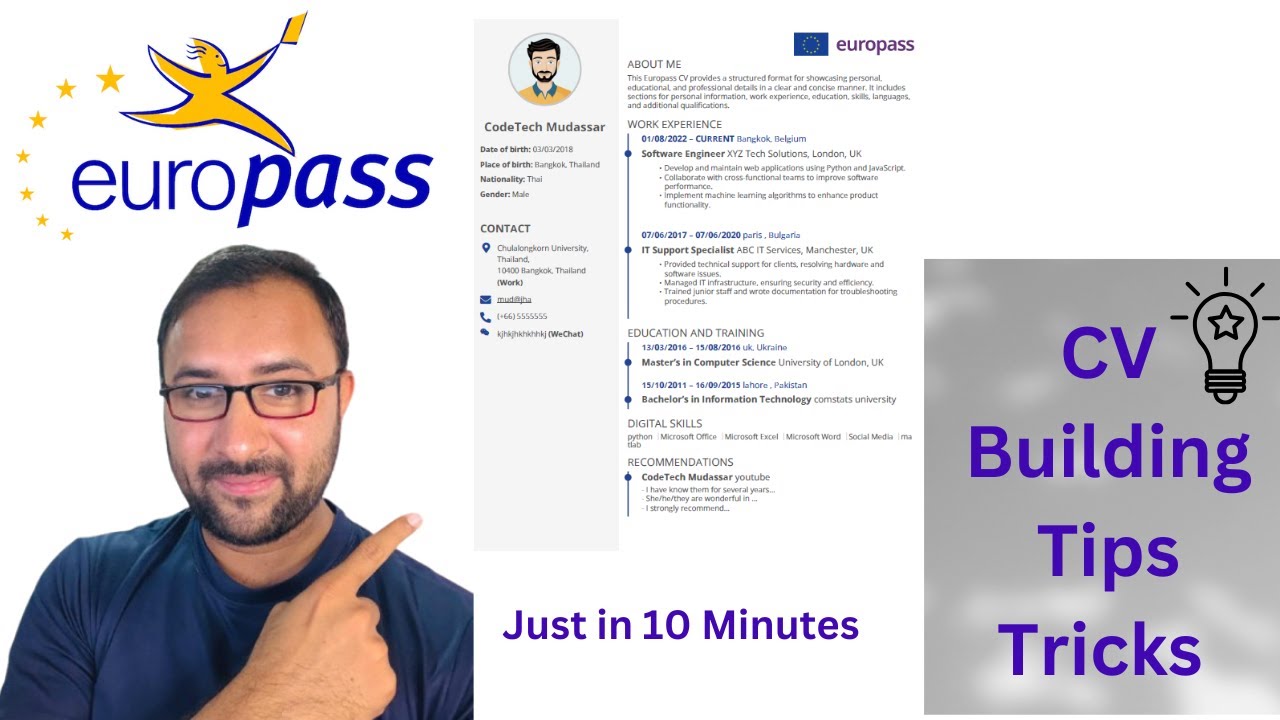Europass CV | How to Create a Professional Europass CV | Europass CV kaisay bnaen (urdu/hindi)