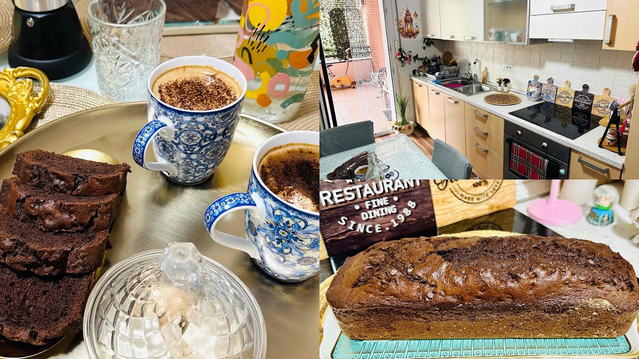 روتين صباحي مزيان 🌺 بديت معاكم نهاري بكل حب و طاقة إيجابية،  🌞 حضرت كيك شكلاطة لفطور الصباح روعة 😋