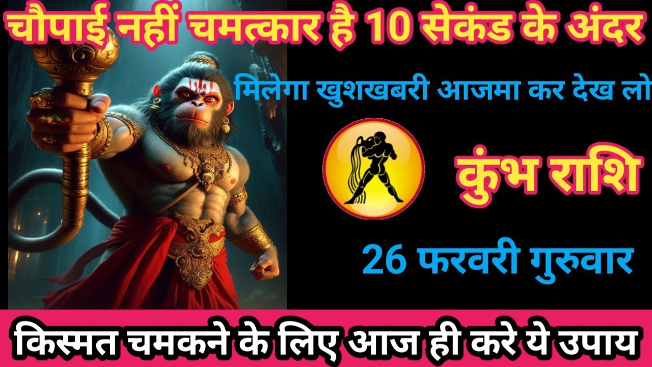 कुंभ राशि 26 फरवरी 2026 चौपाई नही चमत्कार हैं 10 सेकंड के अंदर मिलेगी खुशखबरी । / kumbh rashi