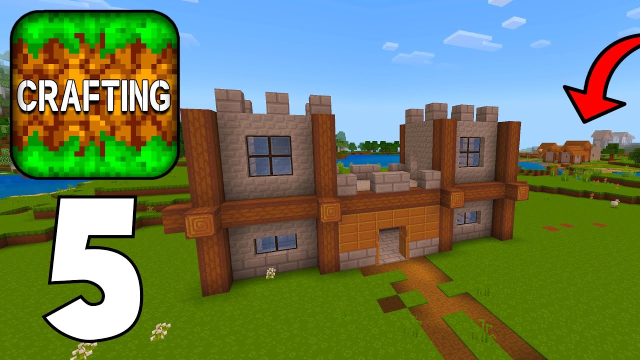 Crafting and Building - Survival Gameplay part 5 (BUILDING A SURVIVAL CASTLE NEAR VILLAGE!)