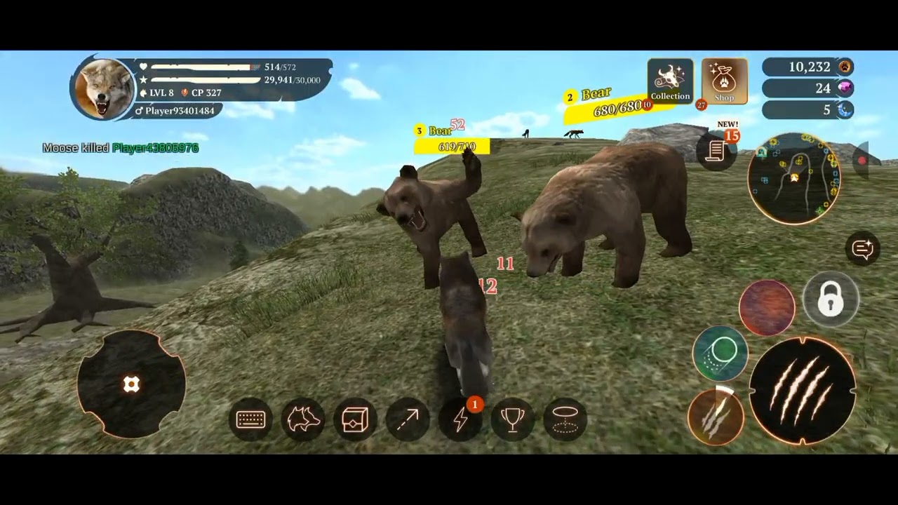 The Wolf gameplay, Level  up to 9 unlocking mammoth creek