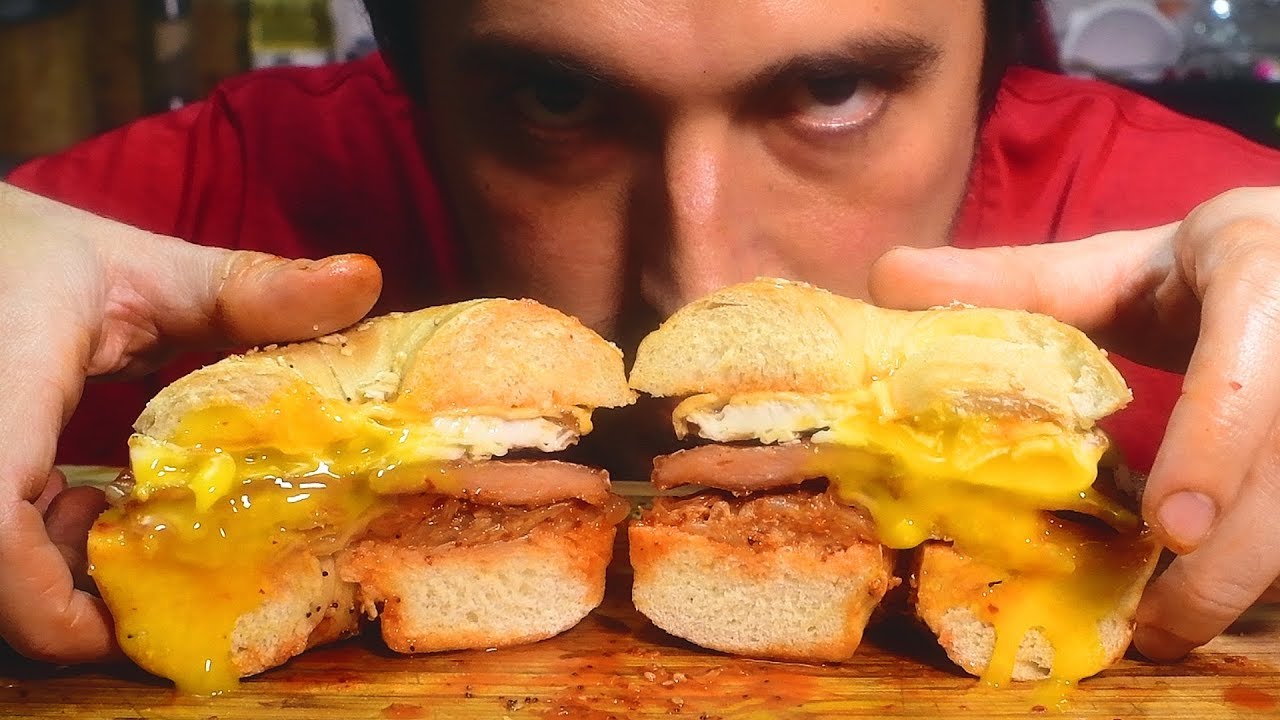 ASMR Korea NYC Breakfast Bagel Sandwiches ( Eating Sounds ) | Nomnomsammieboy