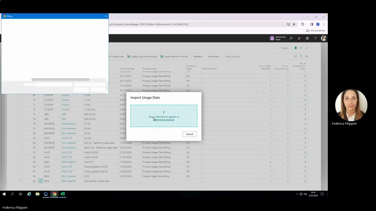 DYCE Usage Based Billing: How to import a usage data file into the system and create billing lines