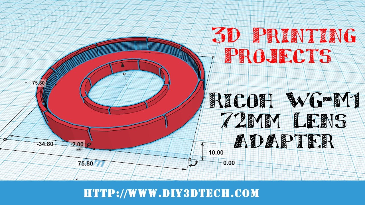 3D Printed Projects - Ricoh WG M1 Action Camera to 72mm Filter Adapter