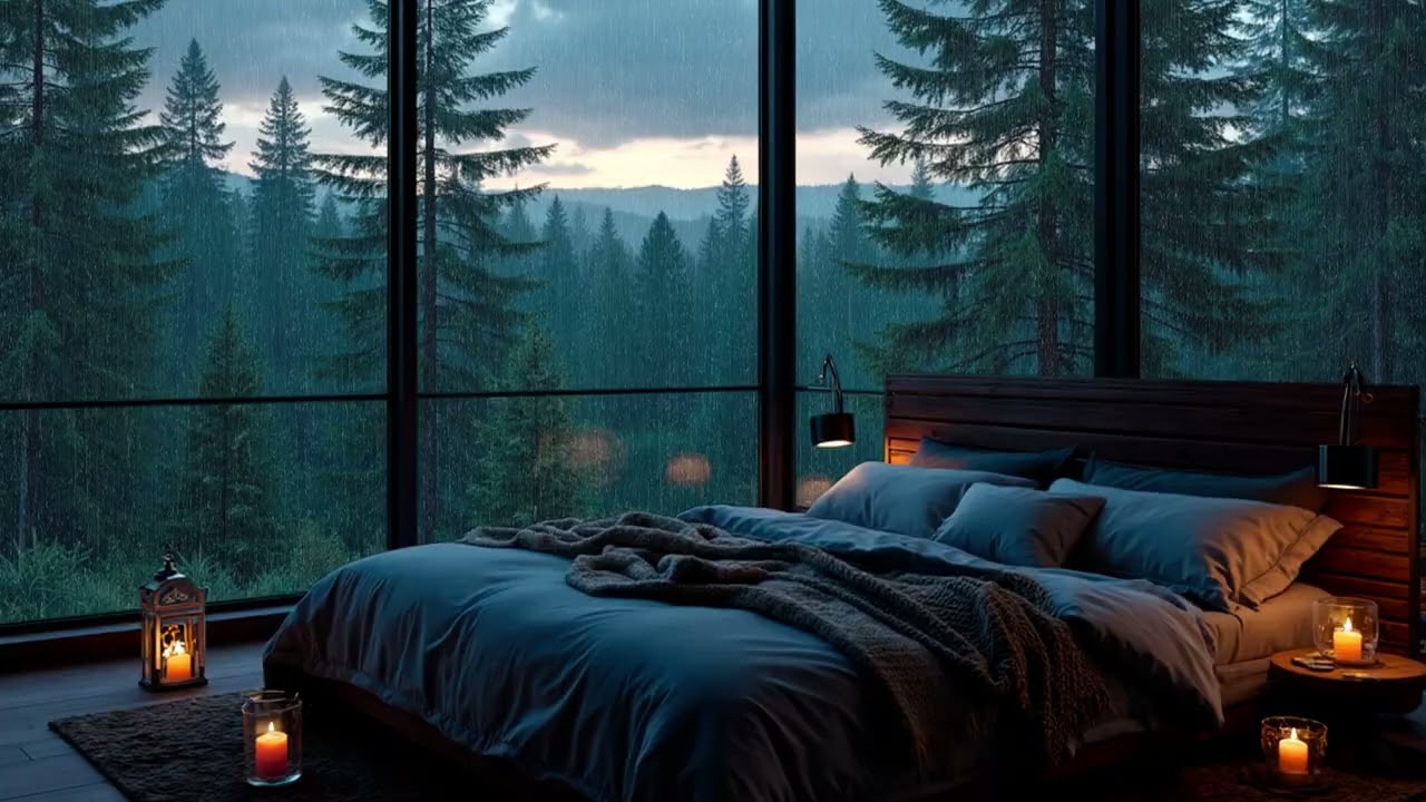 Twilight Forest Rain Piano | Soft Window Rain and Calm Piano for Peaceful Night Sleep