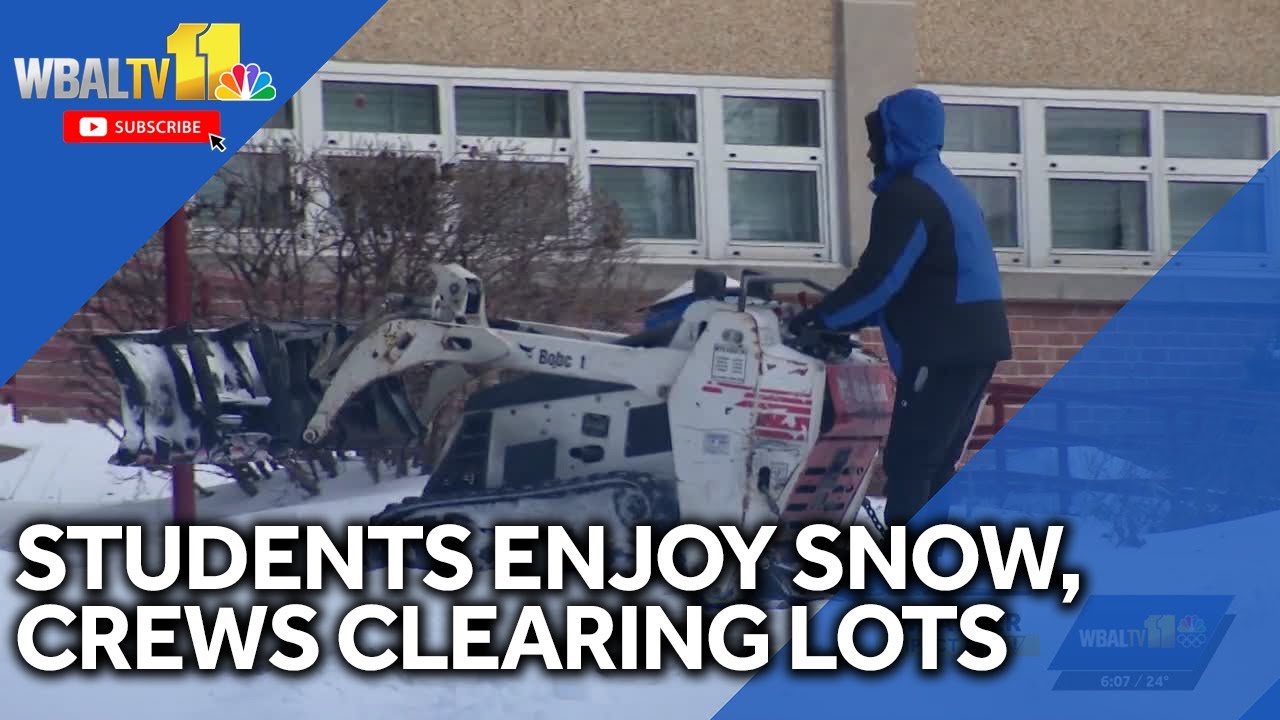 Students enjoy snow day while crews work to clear school lots