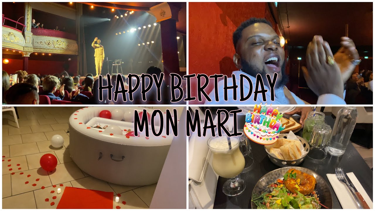 L’ANNIVERSAIRE DE MON HOMME 🥳 SA RÉACTIONS 😍 SURPRISE AUX THÉÂTRE AVEC THOMAS NGIJOL
