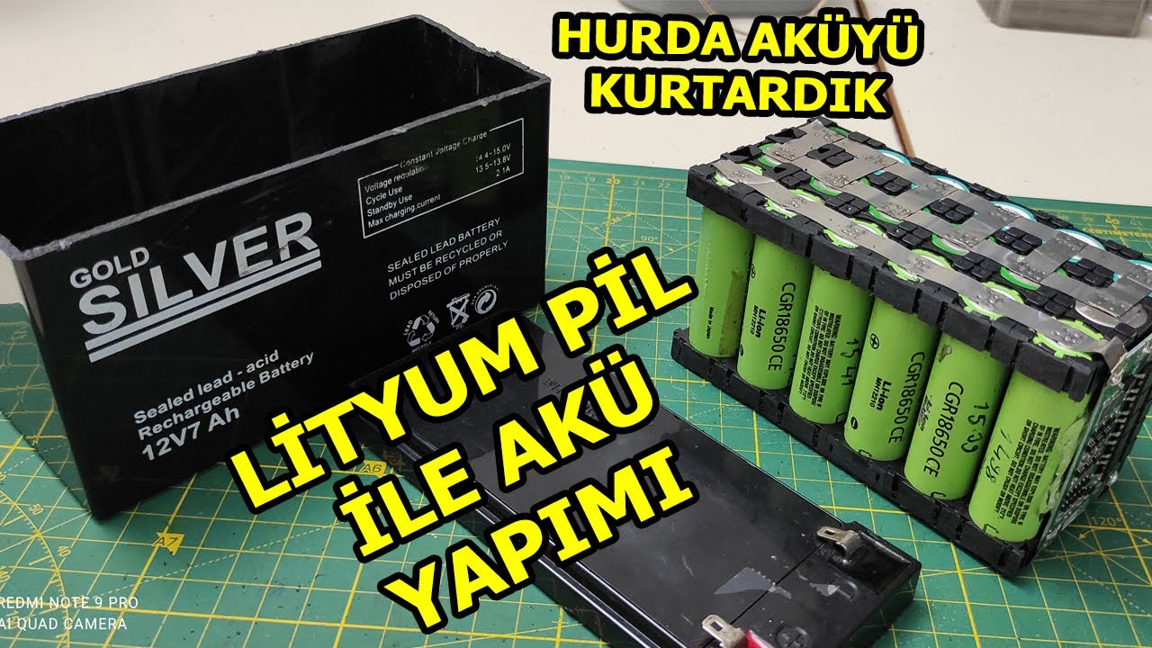 Laptop Pilleri İle Lityum Akü Yapımı (18650 Pil İle Akü Yapımı, Lityum Pil İle Batarya Yapımı)