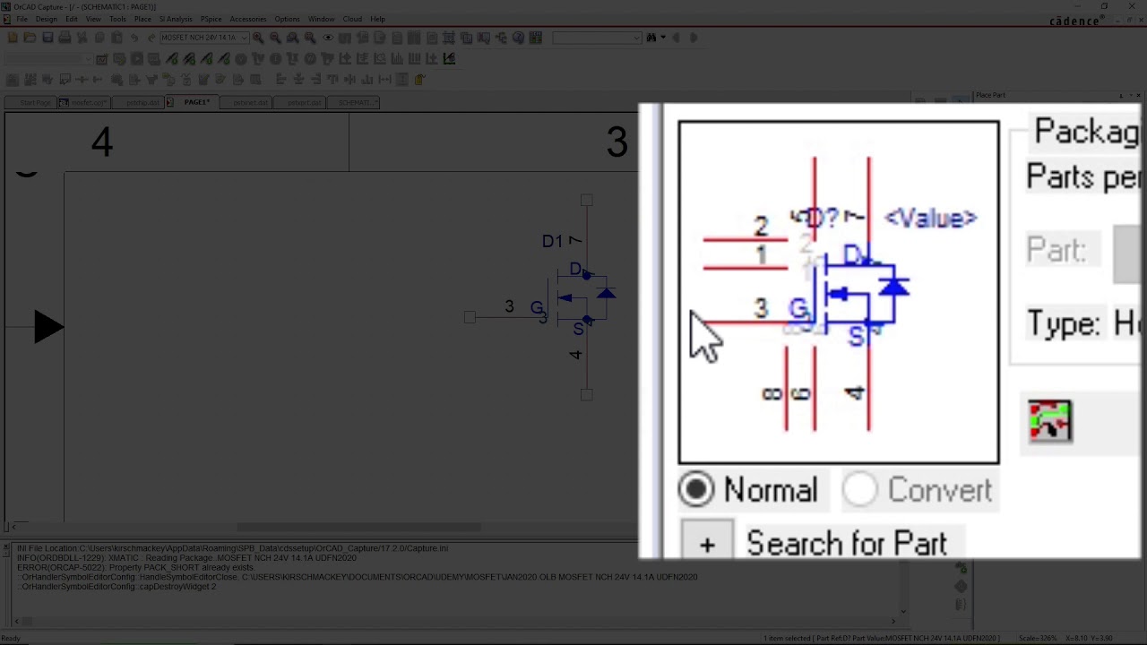OrCAD Capture Schematic Symbols - How to Hide Symbol Pins - MOSFET with multiple drains and sources